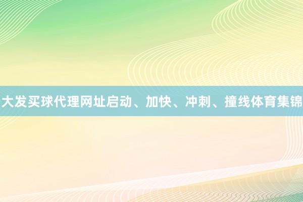 大发买球代理网址启动、加快、冲刺、撞线体育集锦