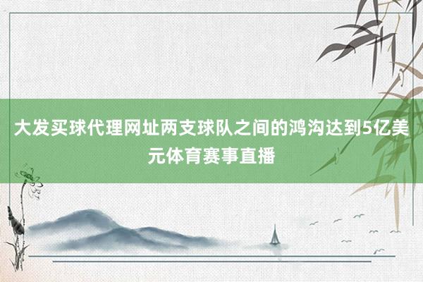 大发买球代理网址两支球队之间的鸿沟达到5亿美元体育赛事直播